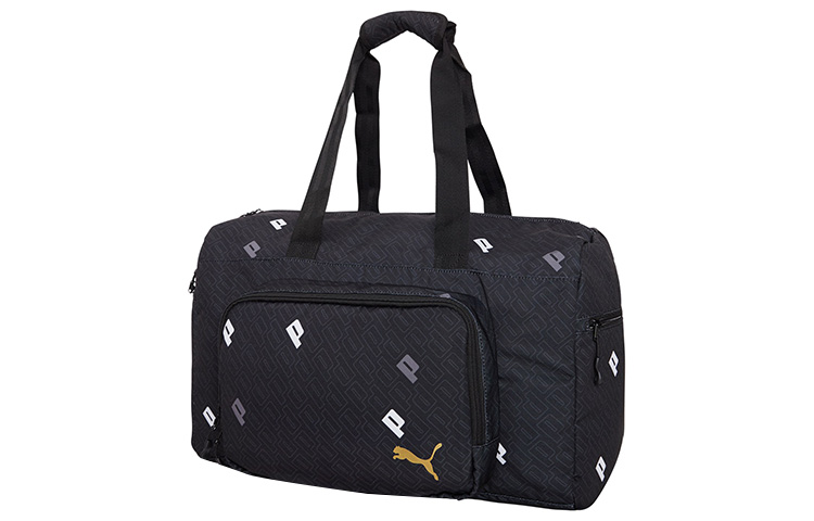 PUMA Fabric Boston Travel Bag, One Shoulder Handbag Regular Unisex Black