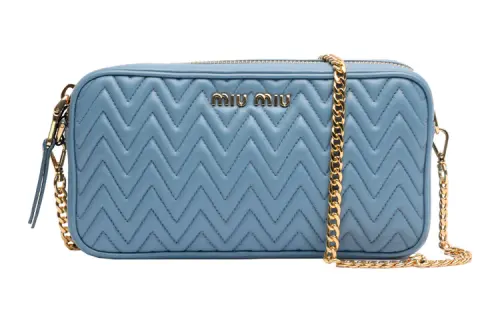 MIU MIU Sheepskin Camera Bag, Shoulder Bag, Crossbody Bag Women's Blue