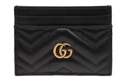 GUCCI Quilted Leather Card Holder Card Holder Women's Black