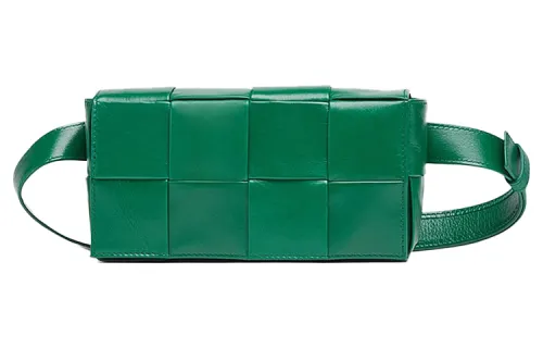 Bottega Veneta Cassette Belt Cow Leather Crossbody Bag, Fanny Pack Mini Men's Racing Green