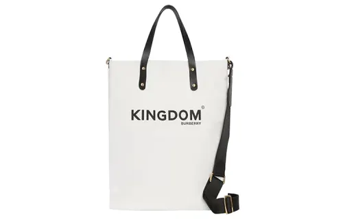 Burberry Cow Leather Canvas Tote Bag, Shopping Bag, Handbag, Shoulder Bag, Crossbody Bag Regular Unisex White
