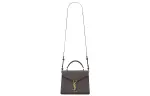 SAINT LAURENT Leather One Shoulder Handbag, Crossbody Bag Mini Women's Gray White
