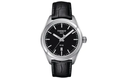 TISSOT Tissot, quartz belt, calendar, women's watch, black dial, case stainless steel, quartz mechanism, Switzerland, 33mm