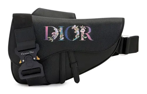 DIOR Saddle Leather Saddle Bag, Shoulder Bag, Crossbody Bag, Fanny Pack, Sling Bag Men's Black