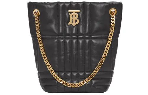 Burberry Quilted Leather Small Lola Bucket Bag Black/Gold tone