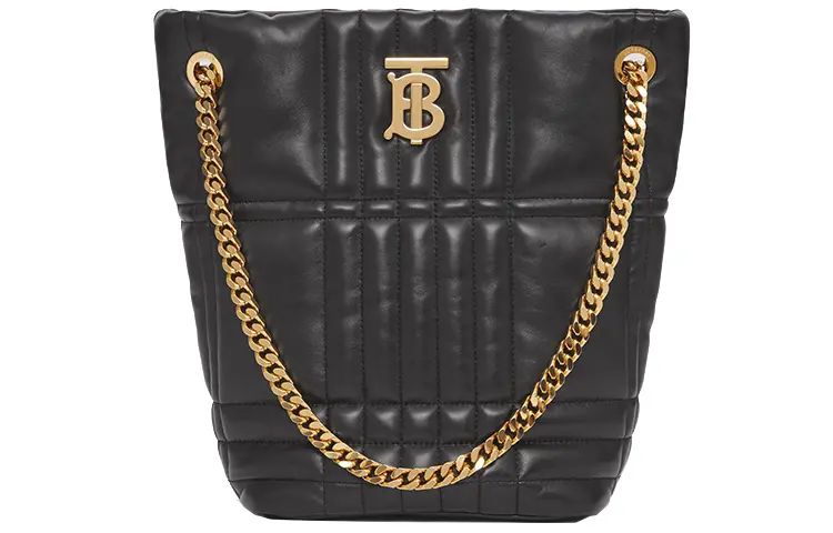 Burberry Quilted Leather Small Lola Bucket Bag Black/Gold tone