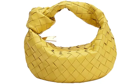 Bottega Veneta Leather Hobo Bag Clutch Handbag Women's Cress Yellow
