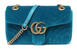 GUCCI GG Marmont Velvet Chain Shoulder Bag, Crossbody Bag Small Women's Lake Water Blue