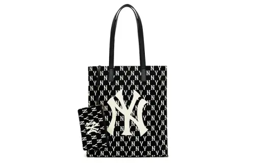 MLB Monogram Collection Artificial Leather Combo Bag, Tote Bag, Shopping Bag, Shoulder Bag, Handbag Unisex Black