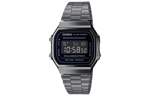 CASIO VINTAGE A168 The Matrix Quartz Movement Stainless Steel Strap Watch Men's Watches Black Dial