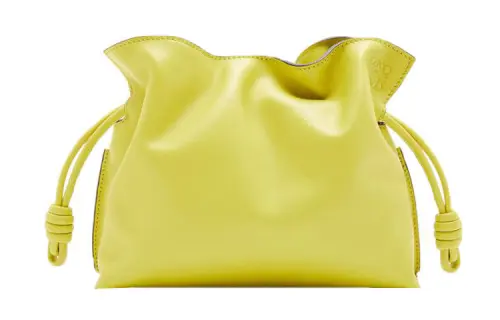 LOEWE Flamenco Crackle Lacquered Finish Handheld, One Shoulder, Crossbody Bag Extra Large Women's Lemon