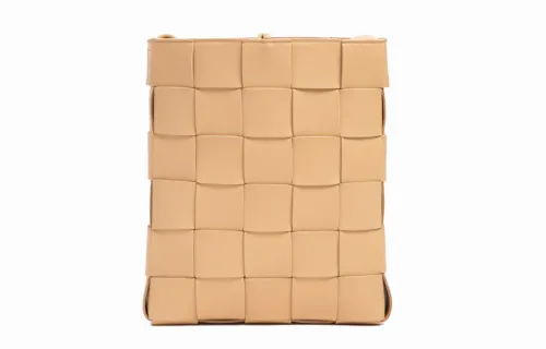 Bottega Veneta Lambskin Shoulder Bag, Crossbody Bag Women's Almond Yellow