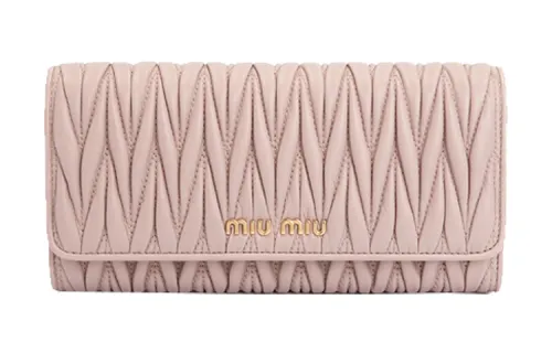 MIU MIU Sheepskin Wallet Women's Pink