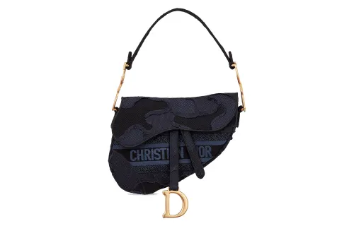 DIOR Saddle Polyester Shoulder Bag, Handbag Women's Blue Black
