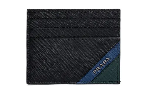 PRADA Leather Card Holder Unisex Black