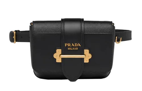 PRADA Calfskin Fanny Pack Women's Black