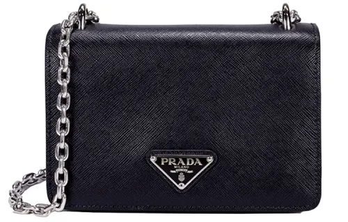 PRADA Saffiano Cow Leather Crossbody Bag, Shoulder Bag Women's Black