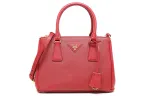 PRADA Galleria Leather Single Portable Shoulder Bag Women's Red