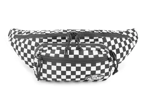 Vans Athleisure Polyester Sling Bag, Fanny Pack Women's Black White Plaid