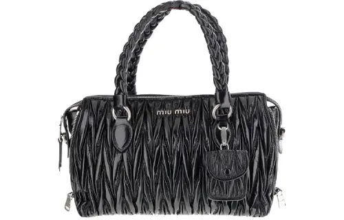 MIU MIU Leather Handbag Women's Black