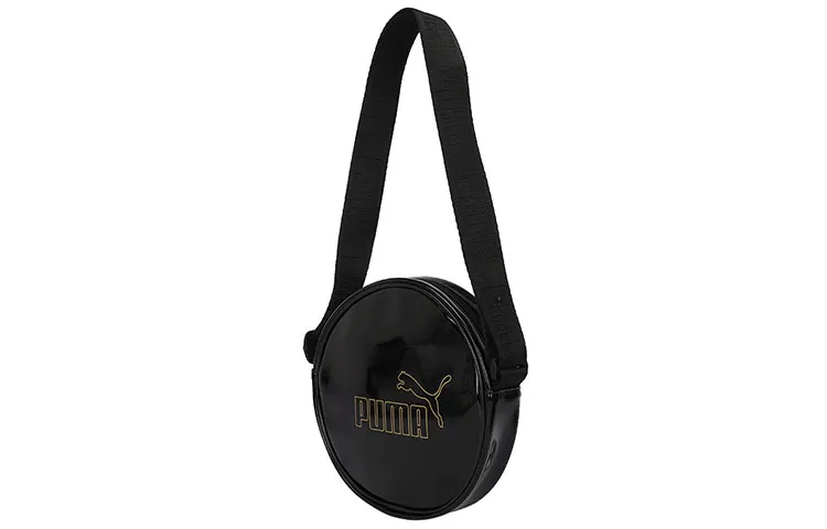 PUMA Artificial Leather Fabric Round Bag, Crossbody Bag, Shoulder Bag Regular Women's Black