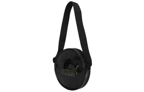 PUMA Artificial Leather Fabric Round Bag, Crossbody Bag, Shoulder Bag Regular Women's Black