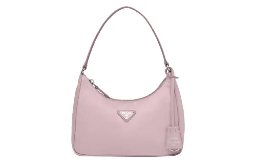 PRADA Re Edition Recycled Nylon Fabric With Saffiano Leather Trim Shoulder Bag, Handbag Mini Women's Snow Pink