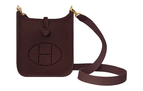 HERMES Evelyne Clemence Bullock Leather Crossbody Bag, Shoulder Bag 16 Women's 0G Rouge Sellier Saddle Red
