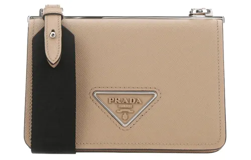 PRADA Leather Crossbody Bag, Shoulder Bag Women's Beige