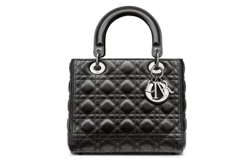DIOR Lady Dior Sheepskin Handbag, Shoulder Bag, Crossbody Bag Medium Women's Black
