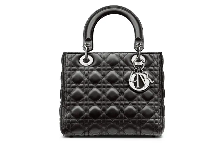 DIOR Lady Dior Sheepskin Handbag, Shoulder Bag, Crossbody Bag Medium Women's Black