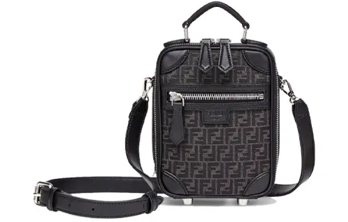 FENDI Polyester Handbag, Shoulder Bag, Crossbody Bag Mini Men's Black Gray