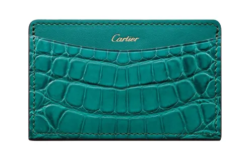 CARTIER Calfskin Card Holder Women's Green