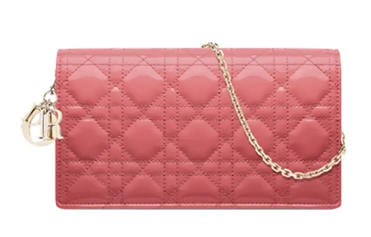 DIOR Cow Leather Clutch Women's Pink