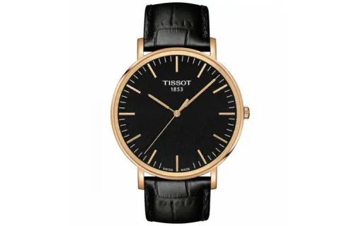 TISSOT Meishi Collection Quartz Movement Men's Watches Watch 42mm Black Dial Stainless Steel Case Leather Strap