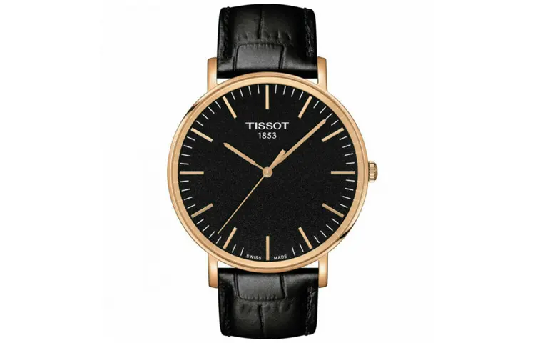 TISSOT Meishi Collection Quartz Movement Men's Watches Watch 42mm Black Dial Stainless Steel Case Leather Strap