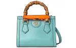 GUCCI Diana Leather Tote Handbag, Shoulder Bag, Crossbody Bag Mini Women's Light Blue