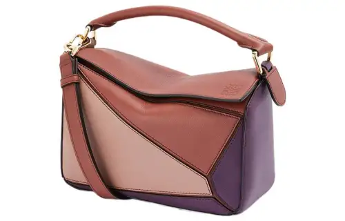 LOEWE Puzzle Calfskin Shoulder Bag, Crossbody Bag, Handbag Women's Dark Purple/Dark Rust