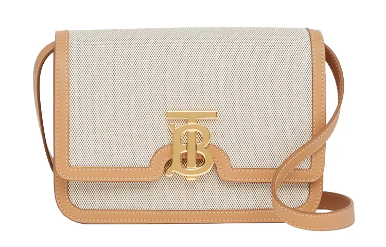Burberry Canvas With Leather Canvas Bag, Lock Bag, Shoulder Bag, Crossbody Bag Women's Warm Sand