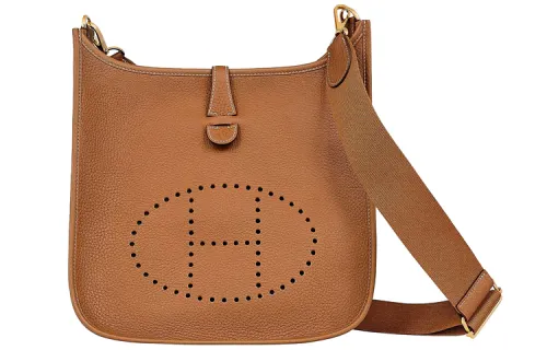 HERMES Evelyne Clemence Bullock Leather Crossbody Bag, Shoulder Bag 29 Women's 37 Gold