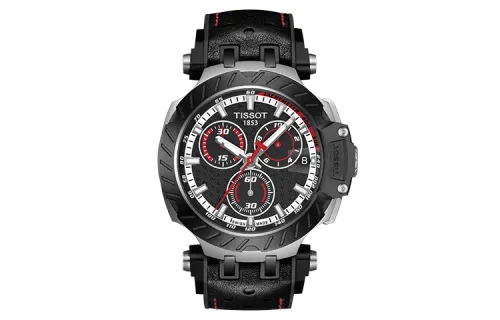 TISSOT Quartz Movement Men's Watches Watch 47.6mm Black Dial Stainless Steel Case Rubber Strap