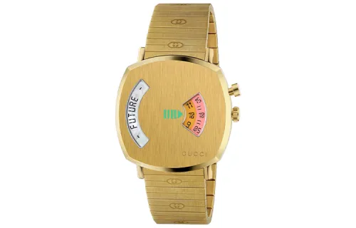 GUCCI Grip Collection Wrist Watches Quartz Movement Stainless Steel Strap Gold Dial Men's Watches
