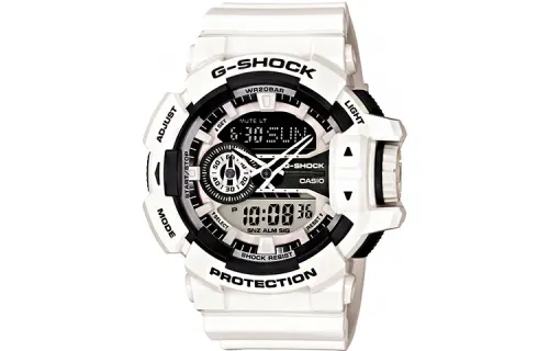 CASIO Men Liquid Crystal/Analog Dual Display Series 55mm White Watch GA-400-7ADR