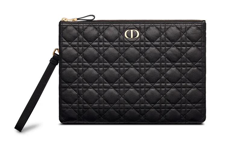 DIOR Soft Cow Leather Clutch Large Women's Black