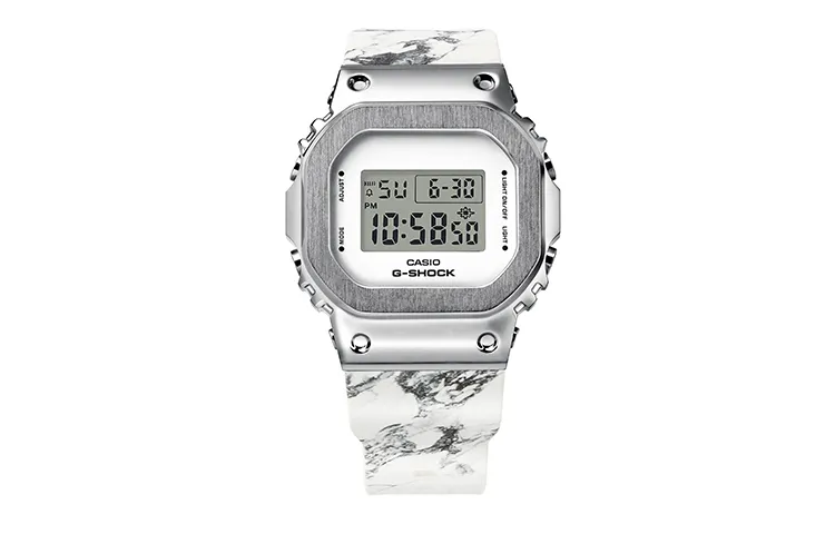 CASIO Full Metal Square Digital Display Quartz Movement Resin Strap Watch Women's Watch Silver Dial