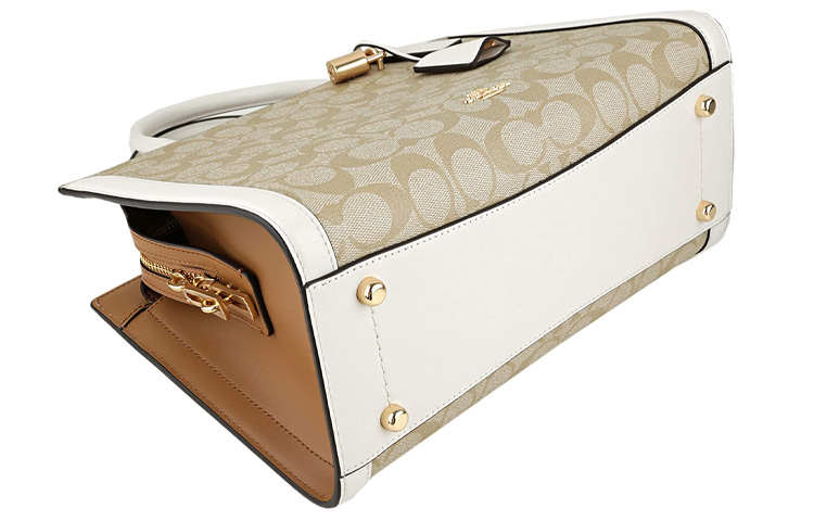 Женская сумка COACH Zoe Carryall 29 Tote (миндально-белая) — фото 4