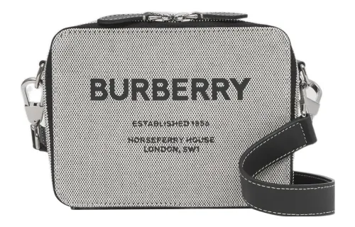 Burberry Canvas With Leather Handheld Crossbody Bag, Shoulder Bag Men's Charcoal Gray Black