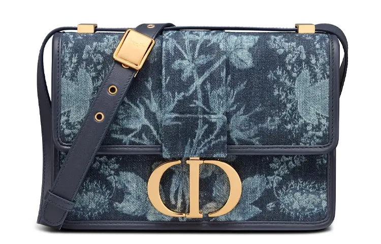 DIOR 30 Montaigne Denim Box Bag, Shoulder Bag Women's Blue