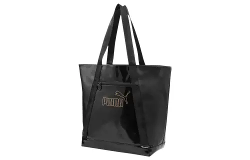 PUMA Artificial Leather Tote Bag, Shopping Bag, Shoulder Bag, Handbag Women's Black Gold
