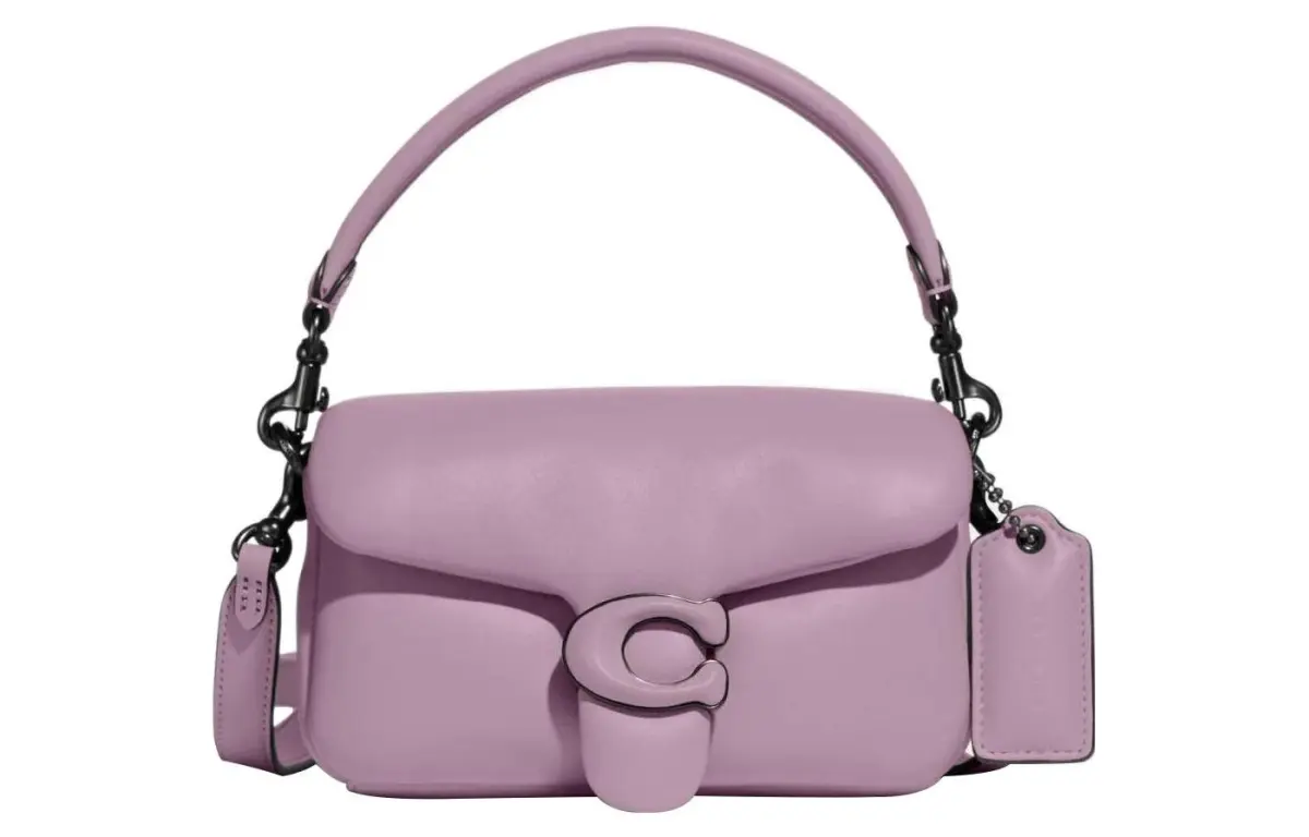 COACH Tabby Leather Cloud Bag, Shoulder Bag, Pillow Bag, Shoulder Bag, Crossbody Bag, Handbag Women's Light Purple